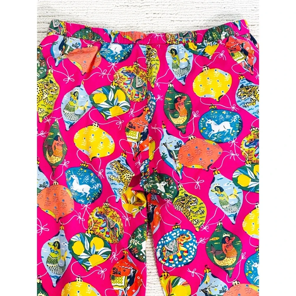 PRINT FRESH x ANTHROPOLOGIE Size S Pink PJ Bottoms Deck the Halls Novelty Lounge